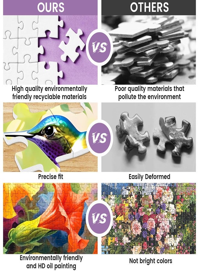 VOLUVOLU 500 Piece Puzzle for Adults, Jigsaw Puzzles,Flower Hummingbird Jigsaw Puzzles 500 Pieces Birthday Party for Family Adults Funny Puzzle - Image 5